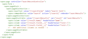 Visualforce page for searching records using Custom Controller.